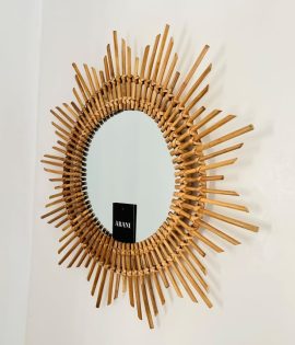 Sun shape rattan mirror